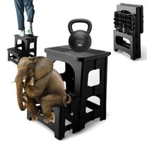 Folding 2 Step Stool, Non-Slip Folding Stool, Bedside Step Stool, Kitchen Home Toilet Bedroom Office RV Portable Footstool (Black)