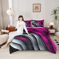 thumbnail image 4 of Homewish Adults Abstract Stripes Lines Full Size Comforter Sets 3-Piece,Gradient Geometric Bedding Comforter Set,Vintage Aesthetic Lightweight Bedding Sets,Lightweight Room Decor,Reversible, 4 of 8