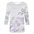 thumbnail image 4 of Runfenguu Spring Top For Women Womens T Shirts Loose Fits Ladies' Fashion Printed Round Neck Three Quarter Sleeve 3/4 Sleeve T-Shirt Loose, 4 of 5