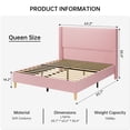 thumbnail image 2 of Queen Size Rattan Bed Frame with Headboard, Black Boho Cane Platform Bed Frame with Strong Metal Slat, Noise Free, No Box Spring Needed, Pink, 2 of 6