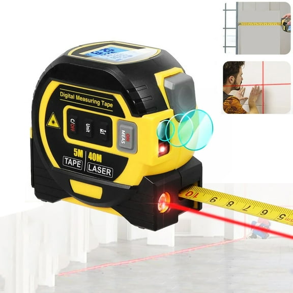 3 in 1 Digital Laser Tape Measure, 130ft/40m Laser Distance Meter, Auto Lock Measuring Tape Range Finder for Construction DIY Woodworker