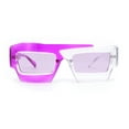 thumbnail image 2 of Funky 80s Asymmetrical Rectangle Thick Plastic Horn Rim Arm Sunglasses Purple Clear - Purple, 2 of 4