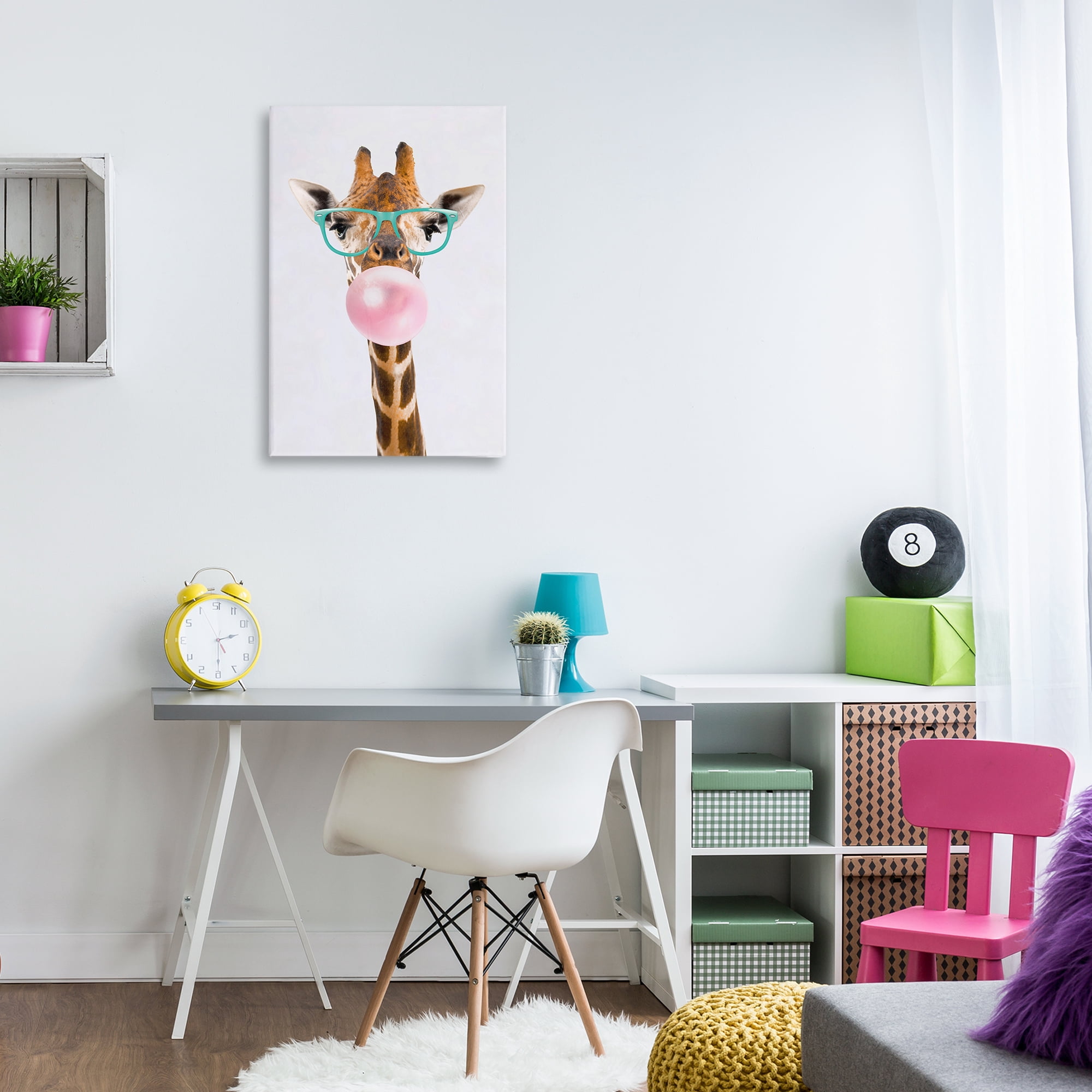 Stupell Industries Bubblegum Hipster Giraffe Animals Painting Wrapped Canvas Art Print Wall Art, 20 x 30