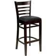 thumbnail image 3 of Emma + Oliver Ladder Back Barstool, Walnut Wood, Black Vinyl Seat, 3 of 12