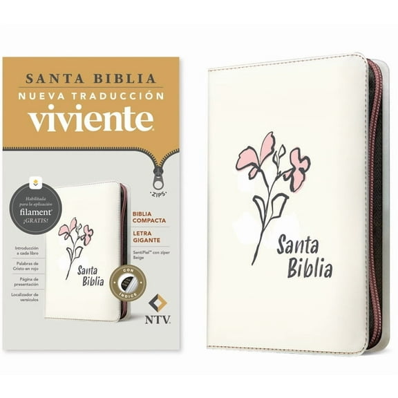 Biblia Compacta Ntv, Letra Gigante de ZÃ­per Con Filament (Sentipiel, Beige, Ãndice, Letra Roja), (Hardcover)