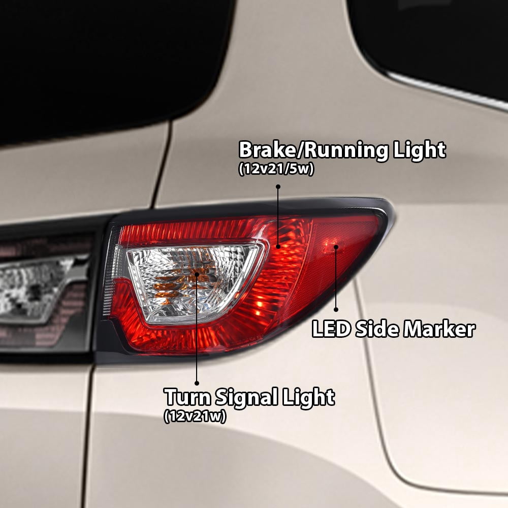 PIT66 Red Tail Light w/ bulbs RH Passenger Side Tail Lamp Fit for 2013-2017 Chevy Traverse LS LT LTZ