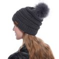 thumbnail image 3 of Tittly Winter Hats Beanie Women Fashion Keep Warm Winter Hats Knitted Wool Hemming Hat Skull Caps Hats for Women Dark Gray One Size, 3 of 3