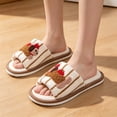 thumbnail image 4 of NexTorq Striped Dachshund Fuzzy Open Toe Slippers for Women Wide Large Size Slip On Indoor Bedroom House Slippers Soft Fluffy Comfort Womens Home Footwear, Coffee, 8, 4 of 9