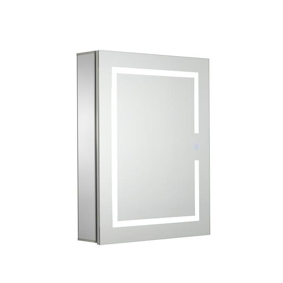Croydex Caballo Illuminated Aluminum Medicine Cabinet with Hang n Lock Easy Fitting System(20X26in)