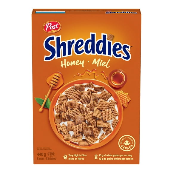 Post Honey Shreddies Cereal, Retail Size, 440 g, E-SHREDDIES HONEY SHREDDIES