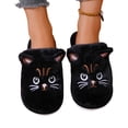 thumbnail image 4 of Women'S Slipper Cat Indoor Outdoor House Slipper Fuzzy Fluffy House Shoes Slip On Comfort Footwear Cute Flat Slides Black US: 8.5, 4 of 9