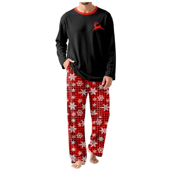 Ccpelsie Mens Pajama Sets Sleepwear Sets Lightweight Long Sleeve Pajama Sets Soft Comfy Sleep Set for Men All Seasons(A01-Red,L)