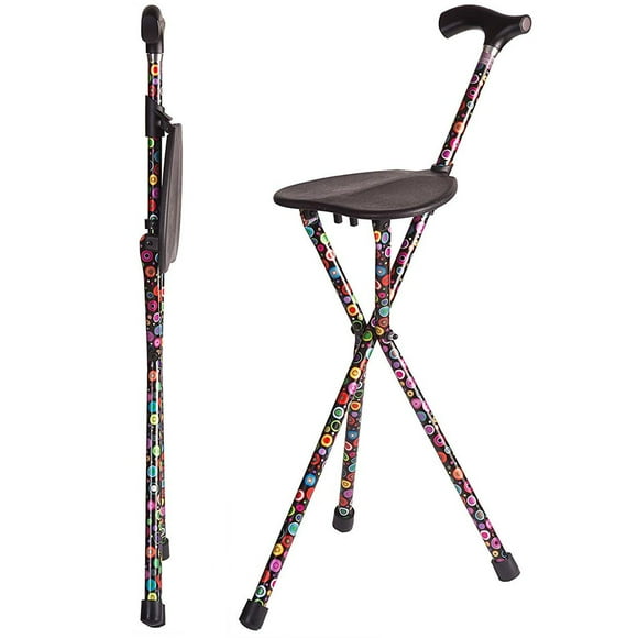 Bastón, bastón, silla de bastón, bastón cuádruple y bastón plegable con asiento de Switch Sticks. Mide 34 pulgadas de alto, es elegible para FSA y HSA, soporta hasta 220 libras, burbujas.