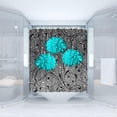 thumbnail image 1 of Teal Floral Shower Curtain Dahlia Turquoise Flower Water Drop Rain Abstract Leaf Rustic Plant 3D Vivid Modern Print Art Polyester Bathroom Decor Curtain Sets with Hooks, 70''Wx70''H/180x180cm, 1 of 5