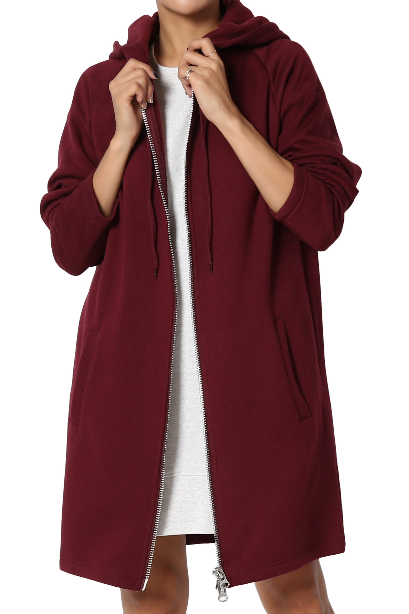 TheMogan Women's PLUS Oversized Hoodie Full Zip Up Long Sleeve Fleece