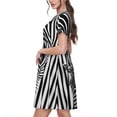 thumbnail image 2 of Balery Optical Zebra Illusion Vestidos sueltos de manga corta para mujer, vestidos de verano 2025, vestidos casuales de corte A con vuelo., 2 of 6