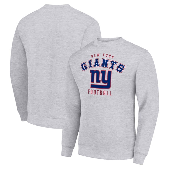 Men's Starter Heather Gray New York Giants Team Logo Pullover Sweatshirt