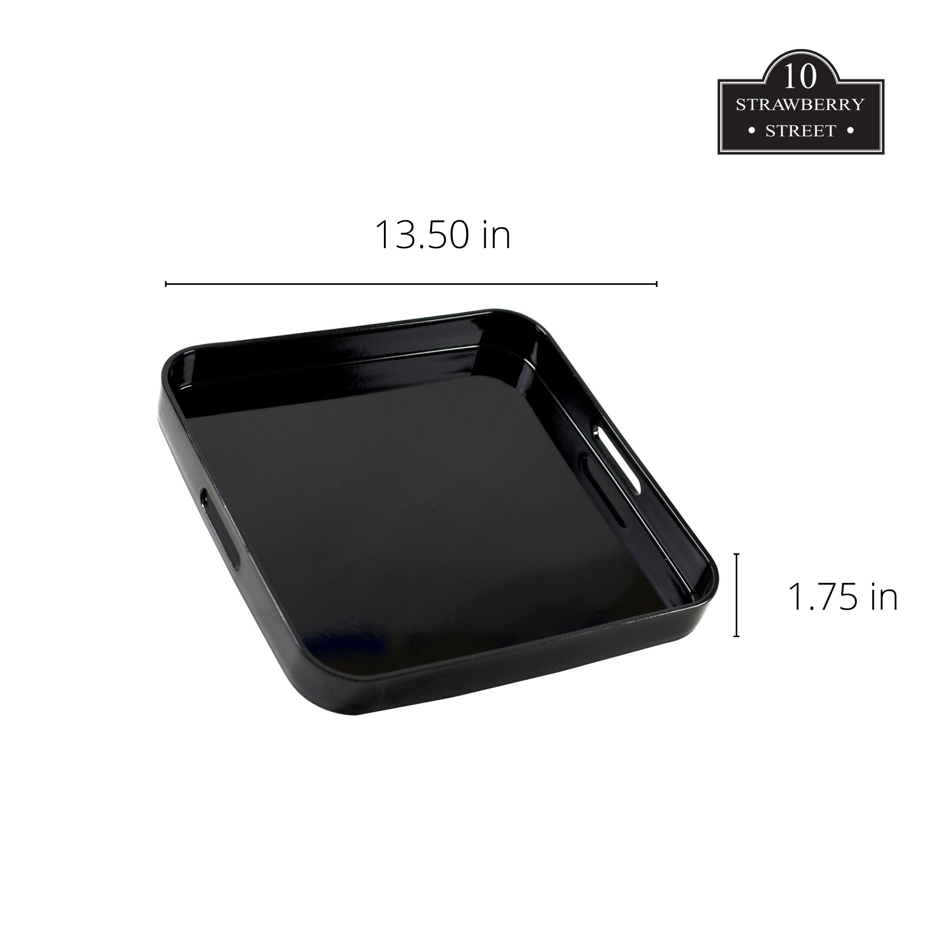 10 Strawberry Street Lacquer Square Serving Tray, Black