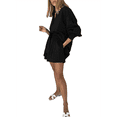 thumbnail image 2 of Conjunto de Dos Piezas para Mujer: Blusa Holgada de Larga Abullonada y Pantalones Cortos de Cintura Alta con Bolsillos Laterales. Negro S, 2 of 8