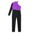thumbnail image 6 of TiaoBug Kids Girls Long Sleeve Full Body Unitard Colorblock Dance Ballet Gymnastics Leotard Bodysuit Purple 14, 6 of 7