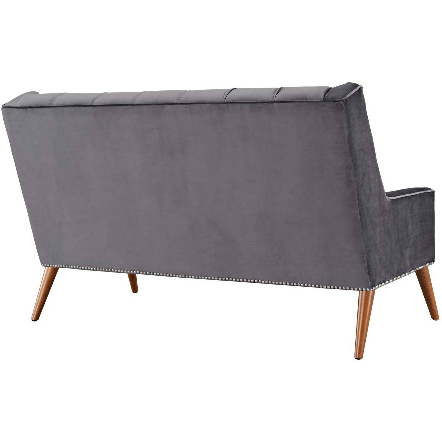 Modway Peruse Velvet Loveseat in Gray
