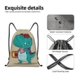 thumbnail image 5 of Drawstring Backpack - Cool Dino Playing Skateboard Splash Proof Small Drawstring Gym Bag for Women Men, Cinch Sports String Bag Backpack for Travel Swimming Beach, 5 of 8