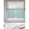 thumbnail image 5 of Turquoise Textured Tier Curtains 24 Inch Length,Sheer Curtains for Bedroom Living Room Window Farmhouse Country Woven Striped Rod Pocket Drapes Kitchen Curtains Small Half Window 27.5"x24" 2 Panels, 5 of 7