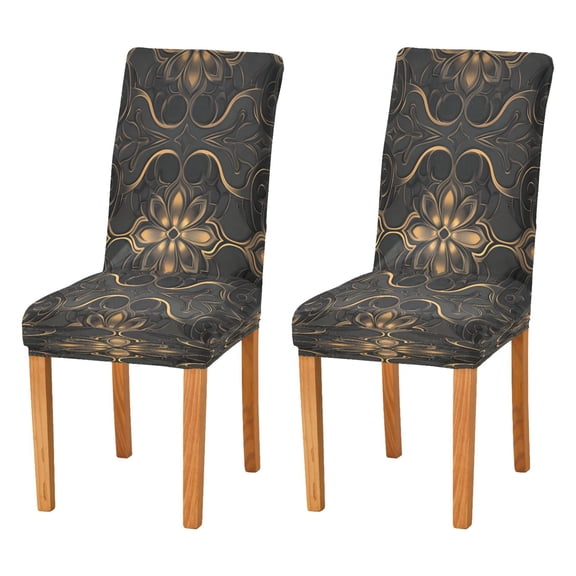 BZSMCE Chairs Slipcovers Dining Chair Covers Bohemia Design Gold Blossom Pattern Creative Pattern