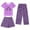 Purple, variant on Sunnyoo Big Girls Pajamas Short Sleeve Tshirt Shorts Pants 3-Piece Sleepwear Loungewear