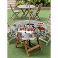 thumbnail image 3 of Outdoor Tablecloth with Umbrella Hole and Zipper, Grey Christmas Round Table Cloth 54 Inch Waterproof Tablecloth, Snowman Xmas Snowflake Botanical Tree Picnic Table Cover for Patio Camping, 3 of 7