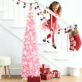 thumbnail image 3 of Ayieyill 5FT Pop up Christmas Tree with Lights, Pink Tinsel Christmas Tree with Snowflake Ornaments for Holiday Christmas Decorations, Collapsible Christmas Tree (Pink), 3 of 7
