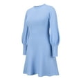 thumbnail image 6 of Sedceaty Women Mini Dress Long Sleeve Crew Neck Elegant Solid Casual Daily Party Autumn Dress, 6 of 9
