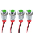 thumbnail image 1 of 4 Pcs 10mm LED Indicator Light 12-24V Waterproof Signal Light Metal Panel Light - Green, 1 of 7