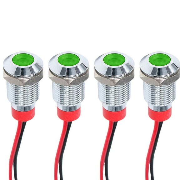 4 Pcs 10mm LED Indicator Light 12-24V Waterproof Signal Light Metal Panel Light