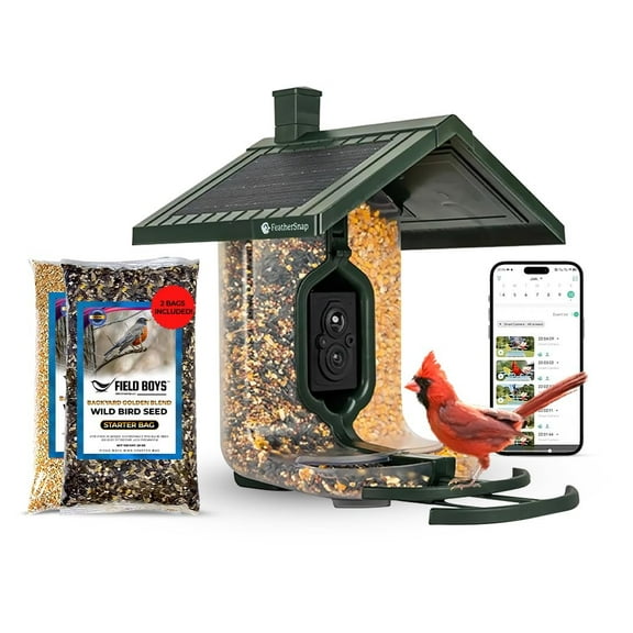 Smart Birdfeeder with AI Identification and Wi-Fi Solar Powered, Captures HD Pictures and Videos sent directly to your phone Bird Feeder & Pole
