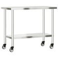 thumbnail image 5 of vidaXL Kitchen Work Table with Wheels 43.3"x21.7"x33.5" Stainless Steel, 5 of 10