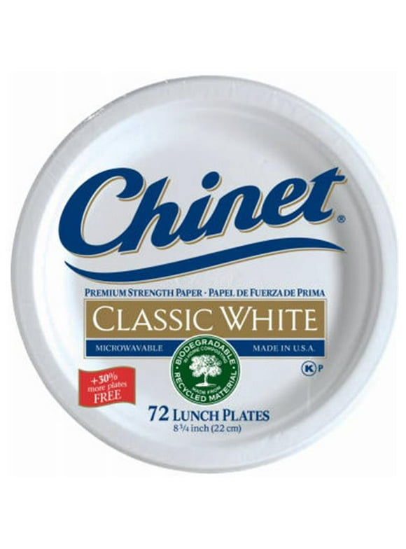 Chinet Classic White Paper Lunch Plates, 8.75", 72 Count