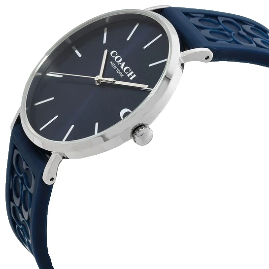 Coach Charles 14602634 Blue Logo Dial Silicone Strap 41MM Mens Watch