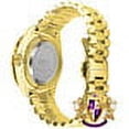 thumbnail image 5 of Mens Full Solid stainless Steel Solitaire Red Face 18K Yellow Gold Finish Simulated Diamond 41mm Watch, 5 of 6