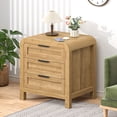 thumbnail image 5 of Wood Nightstand with 3 Storage Drawer, 21" Wide Night Stand with Curved Profile Design, Bedside End Table for Bedroom, Living Room, Closet (1, Natural Oak, 3 Drawer), 5 of 9