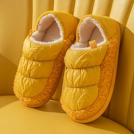 

PIKADINGNIS Winter Slippers Women Thick Sole 3cm Water Proof Snow Boots Thick Warm Plush Non-slip Ladies Fluffy Slides Couple Men Shoes