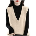 thumbnail image 4 of Winter Sweaters for Women Sleeveless V Neck Pullover Knitwear Sweater Vest Casual Trendy Fall Winter Outfit, 4 of 7
