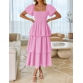 thumbnail image 2 of Vestido ZESICA para mujer 2025, estilo bohemio, midi, rosa, talla XL, 2 of 9