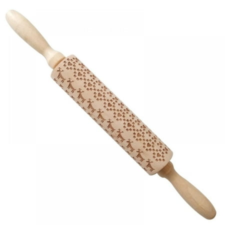 

GOODLY Christmas Rolling Pin Engraved Rolling Pin Wooden Embossing Embossed Elk Print