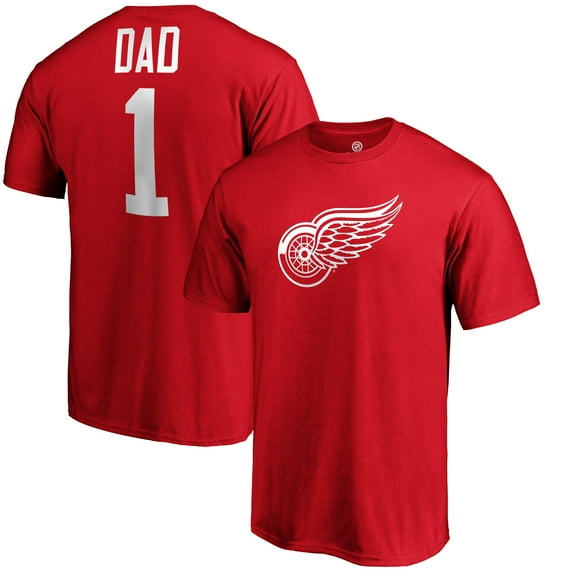 Men's Red Detroit Red Wings #1 Dad T-Shirt