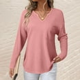 thumbnail image 2 of tarylea Womens Tops Notch Neck Solid Color Pullover Long Sleeve Irregular Hem Shirts Fall Loose Trendy Dailywear Business Casual Tops, 2 of 8