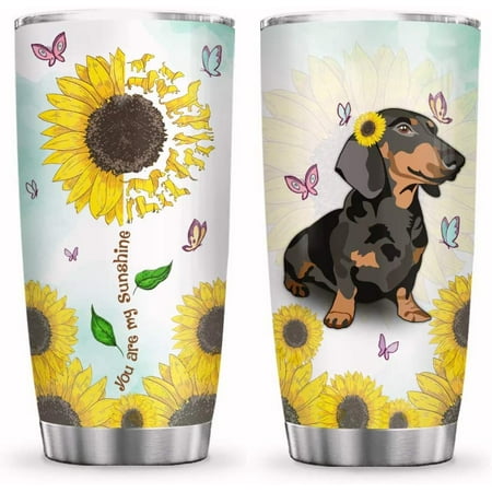 

20oz Dachshund Sunflower Dog Lover You are My Sunshine Tumbler Cup with Lid Double Wall Vacuum Thermos Insulated Travel Coffee Mug - BGX0511004