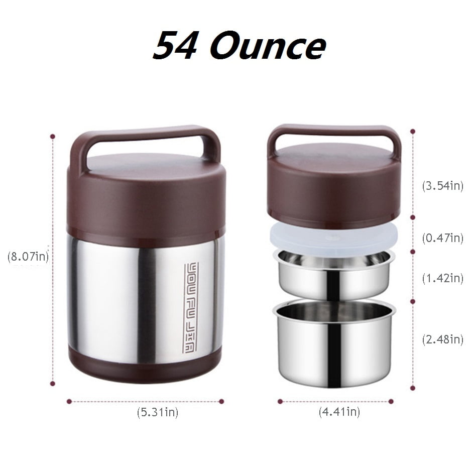 1.6L Stainless Steel Food Soup Flask Vacuum Seal Leakproof Bottle Lunch Box