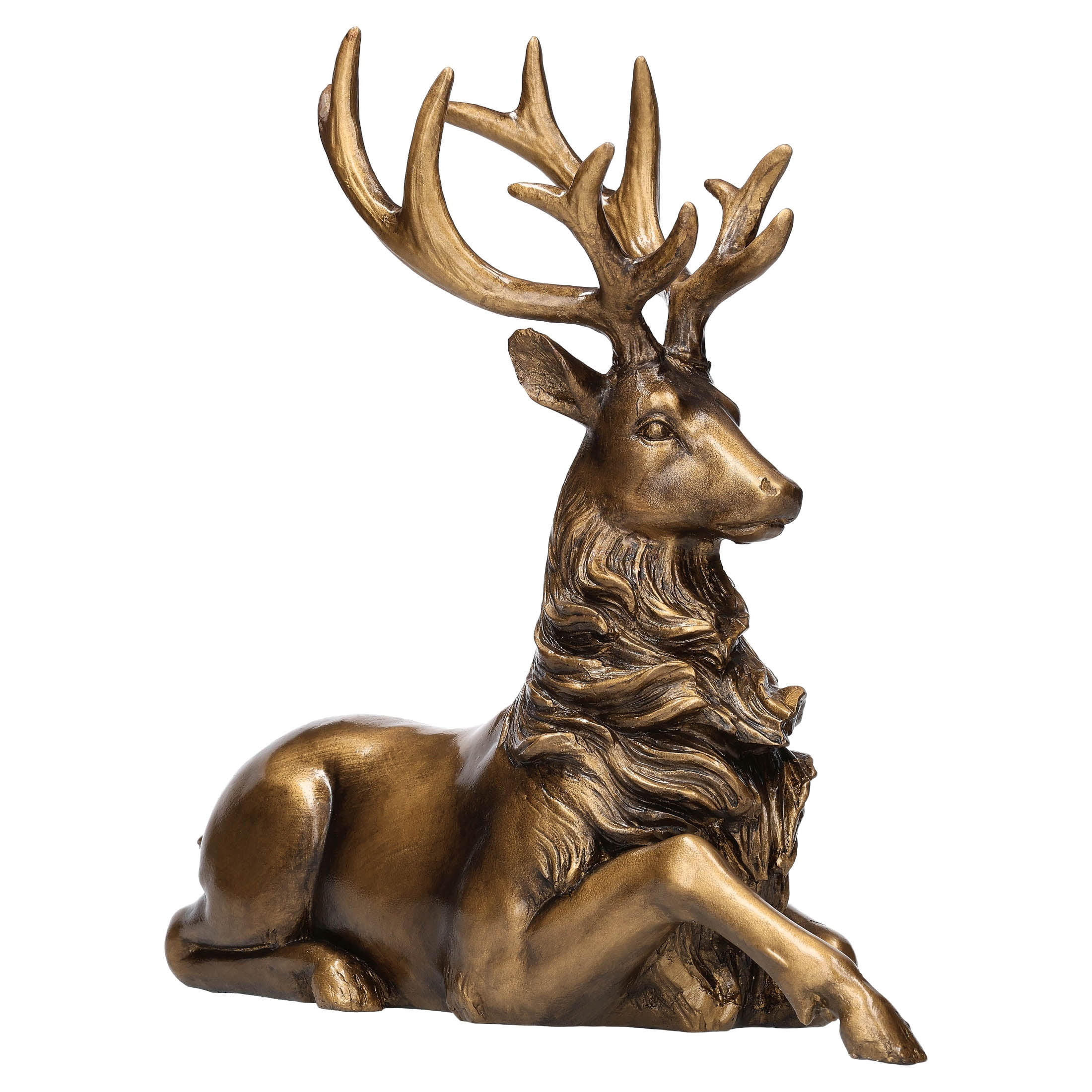 Sitting Deer Christmas Decoration, Gold, 11", by Holiday Time