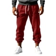 thumbnail image 6 of Sweatpants Pants for Men Sports Leisure Solid Color Elastic Waist Drawstring Straight Long Pants with Pocket, 6 of 8